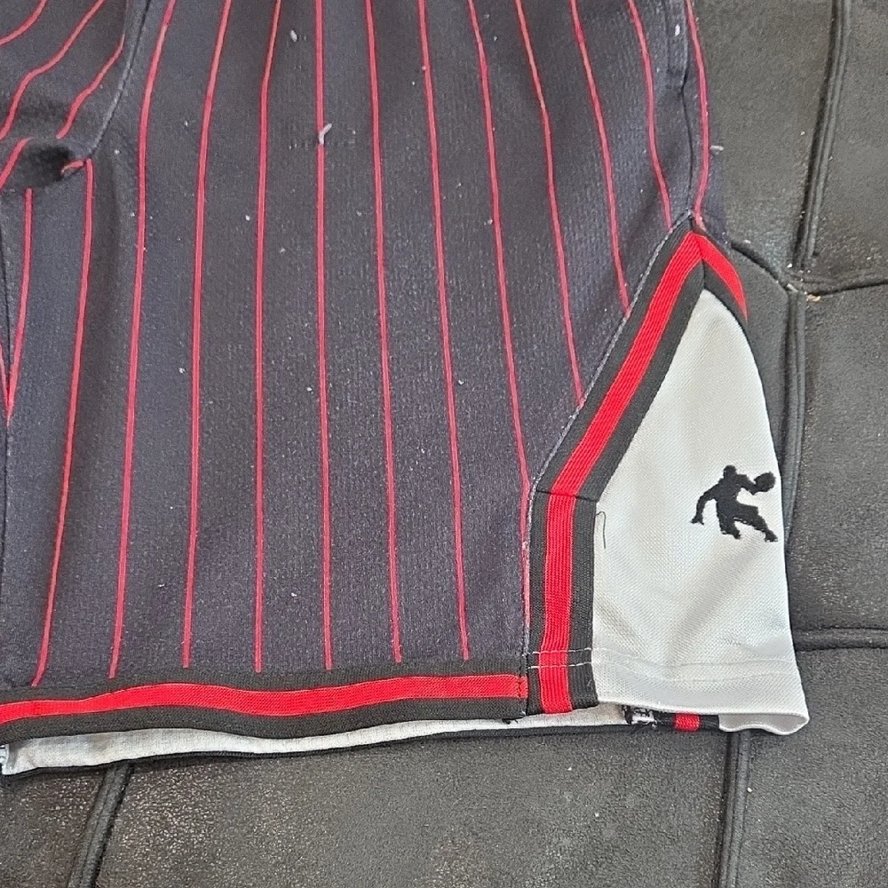 AND1 Kids Black and Red Striped Shorts - Picture 2 of 5